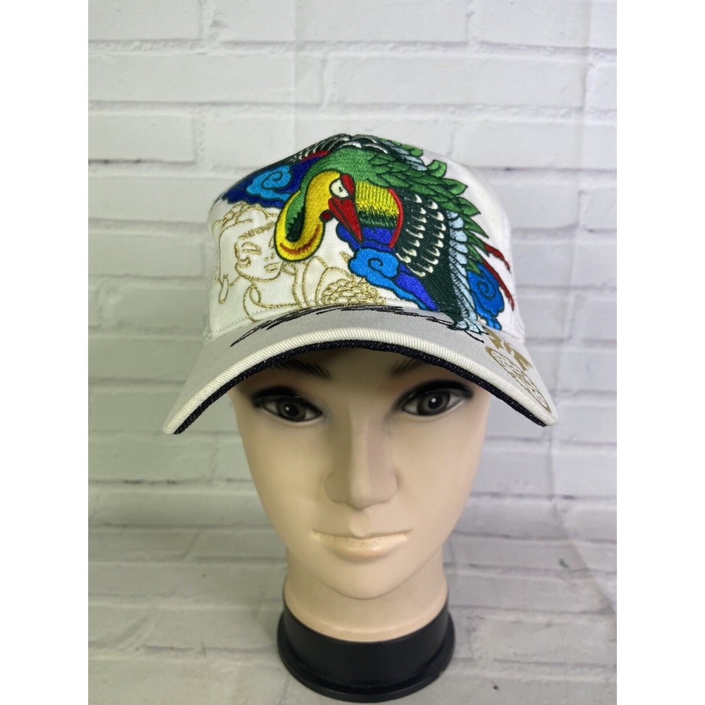 Cliff Raven Artwear Peacock Hardy Tattoo Embroidered Mesh Back Snapback Hat Cap
